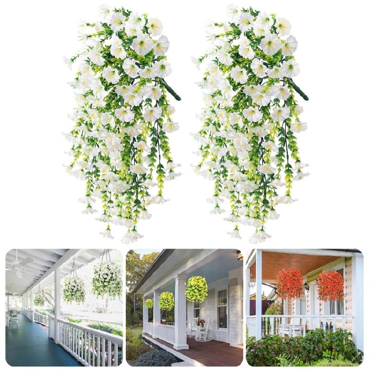 2pcs Decorative Artificial Morning Glory Flower Hanging  for Home and Garden Space