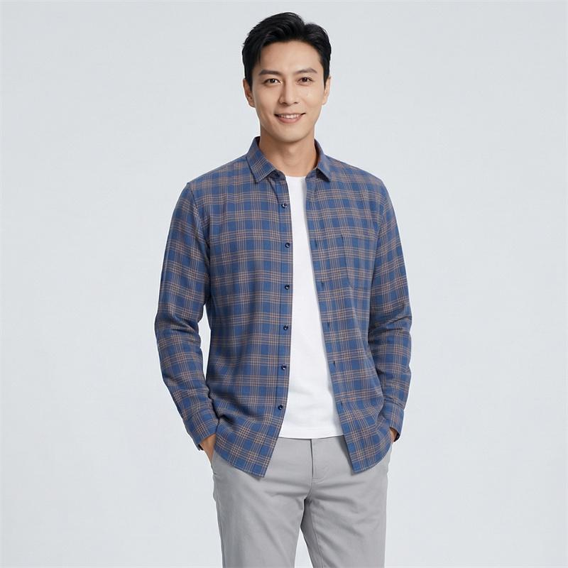 New Plaid Flannel Shirts For Men Long Sleeve 100%Cotton Fashion Casual Soft Standard-Fit Man Blouse Clothes Men's Clothing M-5XL