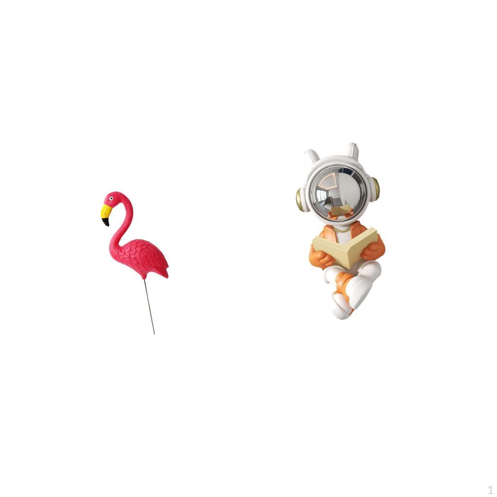 Flamingo Astronaut Garden Sculpture Figurine Statue Ornament for Holiday Spring Backyard Yard Art