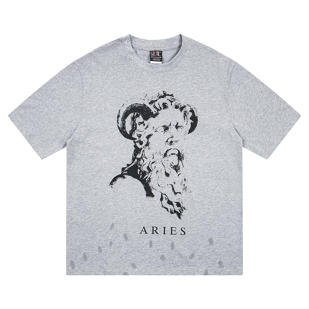 Vintage Statue Graphic T-shirt Casual Short Sleeve Crew Neck Streetwear Top S