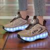 Letní Heelys Dívčí Síťované Prodyšné Kolečkové Brusle Studentky Čtyřkolečkové Dobíjecí LED Sportovní Brusle Chlapci Svítící Sportovní Boty