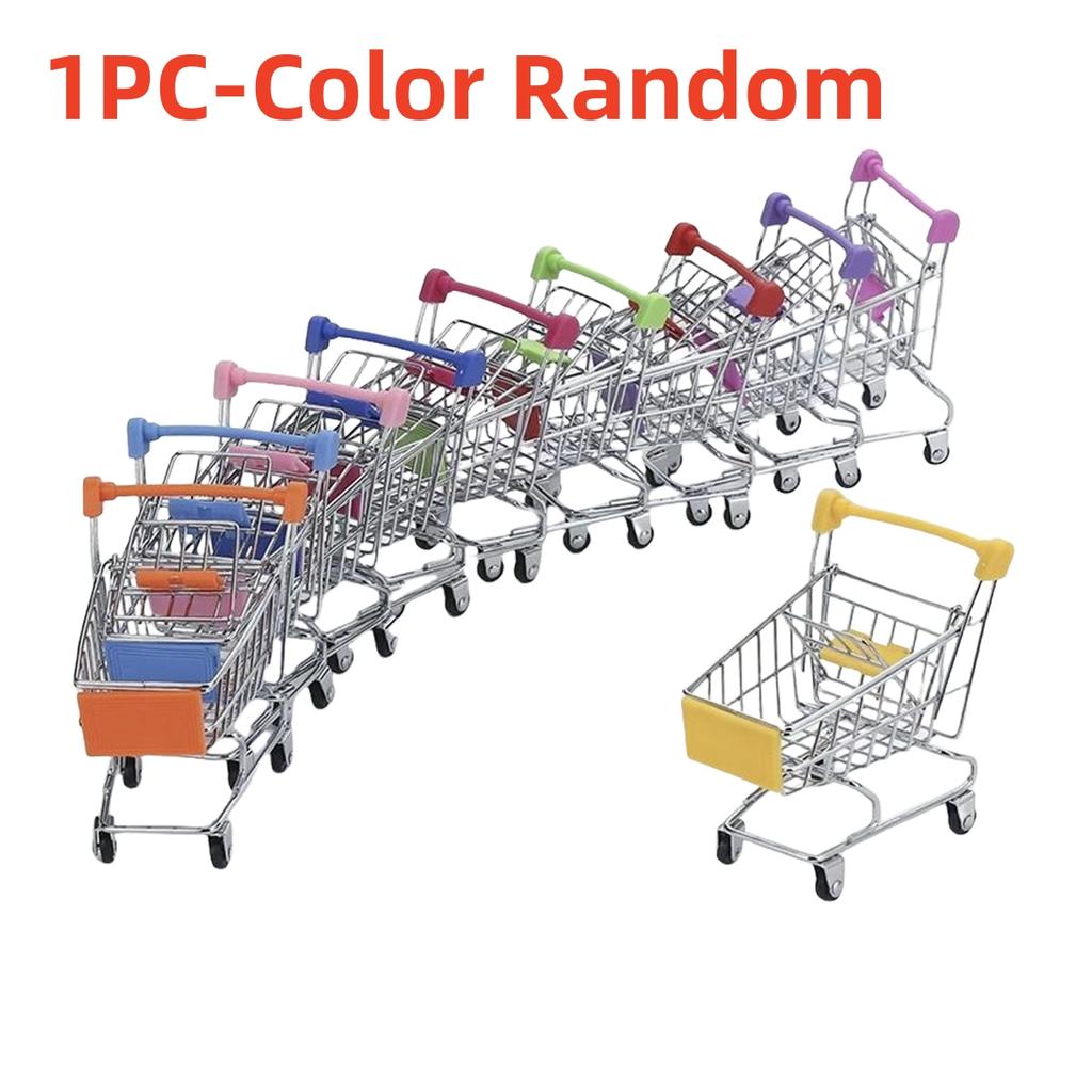 Mini Supermarket Shopping Trolley Cart Desktop Model Children's Toys Home Decoration Miniature Decorative Figurines Home Decor