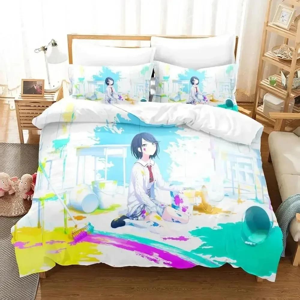 Luxury New 3D Print Anime Hoshino Ichika Project SEKAI Bedding Set Duvet Cover Bed Set Quilt Cover Pillowcase Queen Boys Adult