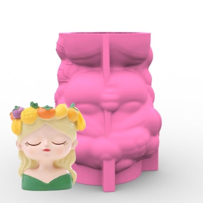 Creative Silicone Flower Pot Mold with Girl Design For Succulent Cement Crafts DIY Home Decors Reusable Gardening Tool