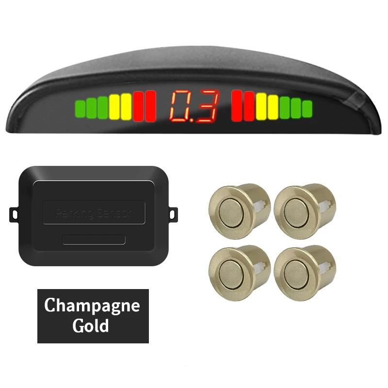 Kmind Car Rear Parking Sensor Kit System 4 Reversing Radar Sensors 12V 22mm Reverse Monitor LED ScreenSound Alert Indicator