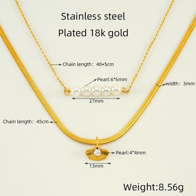 

Французская новая мода титановая сталь жемчужное легкое роскошное ожерелье индивидуальность универсальный высокий смысл гинкго билоба дизайн ожерелье для женщин золотой