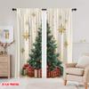 2pcs,2D Plane Printing Curtains&Window Treatment Christmas Tree Gifts Stars_a (3) Polyester Woven (without Rod) Home Decor for