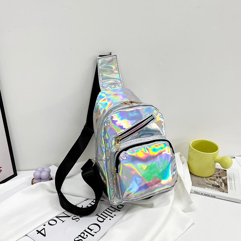 New Breast Bag Women's Texture Glossy Multi-functional Color Casual Shoulder Messenger Women's Bag