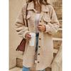 Women's Winter Long Loose Plush Coat, Turn-down Collar Buttoned Open Front Oversized Warm Overcoat for Women, European & American Style