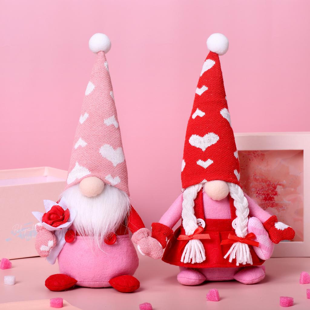 Valentine's Day Faceless Doll Dwarf Rose Heart Fairy Couple Figurine Decoration Christmas