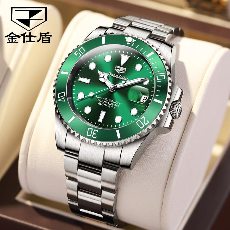 JINSHIDUN Neue Business und freizeit herren Uhr Green Water Ghost Automatische Mechanische Uhr Trendy Marke Leuchtende High-end-Uhr
