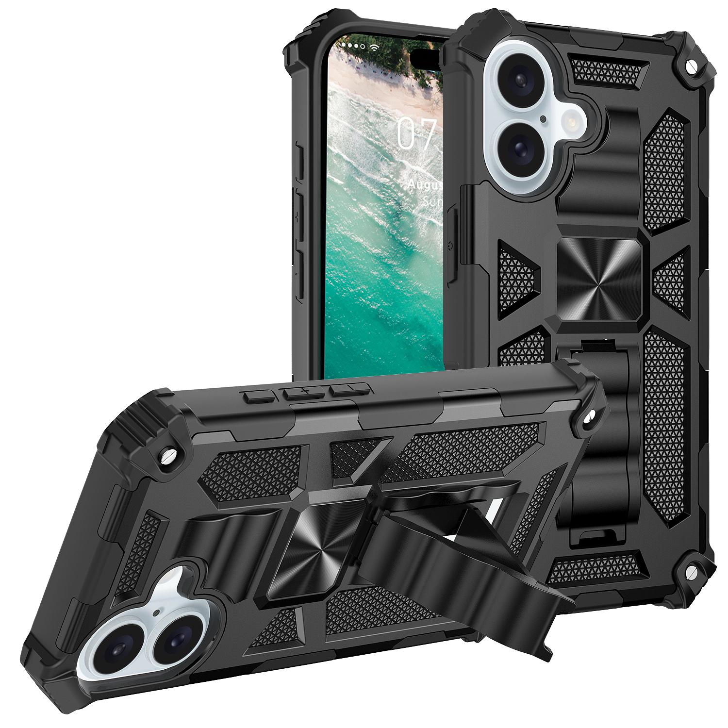 

For iPhone 16 Phone Case Kickstand Drop Protection PC + TPU Back Cover