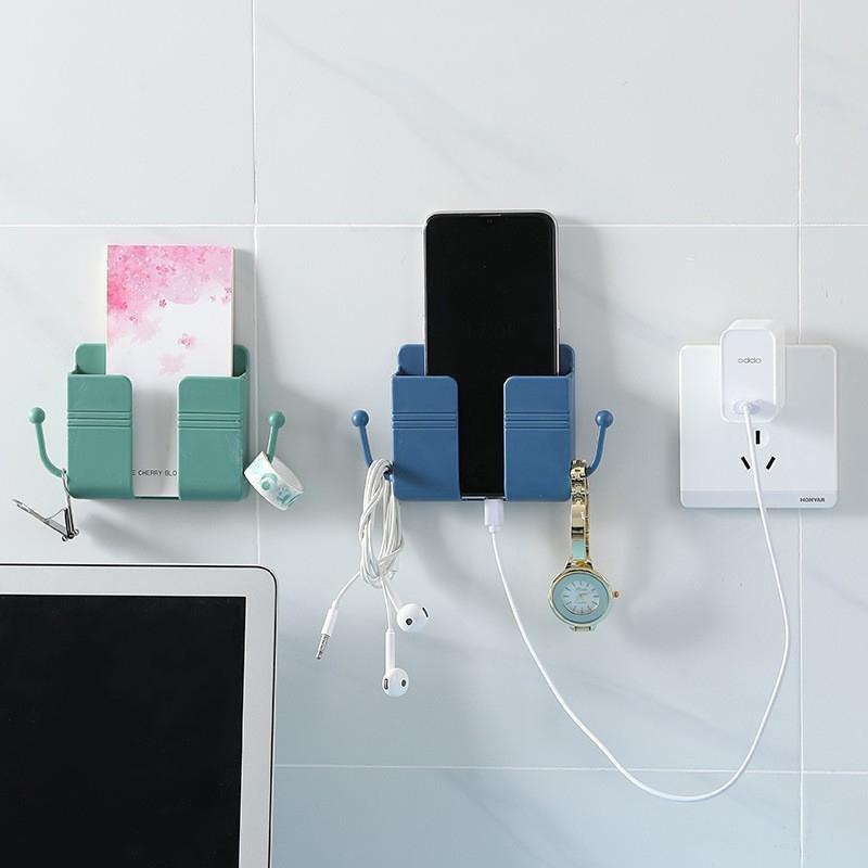 Wall Mount Phone Holder Phone Stand For Bed, Wall Mounted Shower Phone Holder Remote Control Holder With Hooks