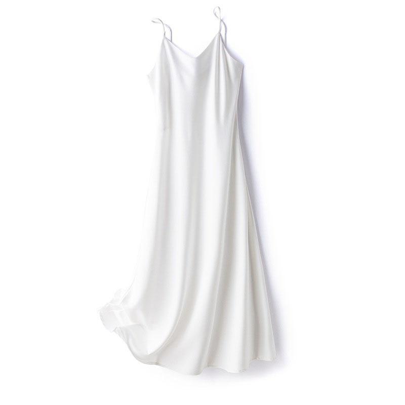 Summer Sexy Low-cut Satin Halter Dress Sleeveless Slim Ice Silk Dress Backless Dress for Women