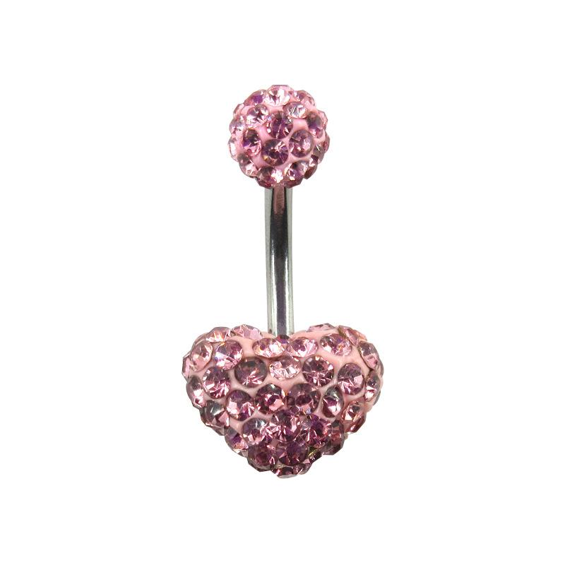 Ceramic Clay Diamond Ball Heart Shaped Navel Nail Full of Diamond Heart Shaped Navel Ring Inlaid with Diamond Jewelry
