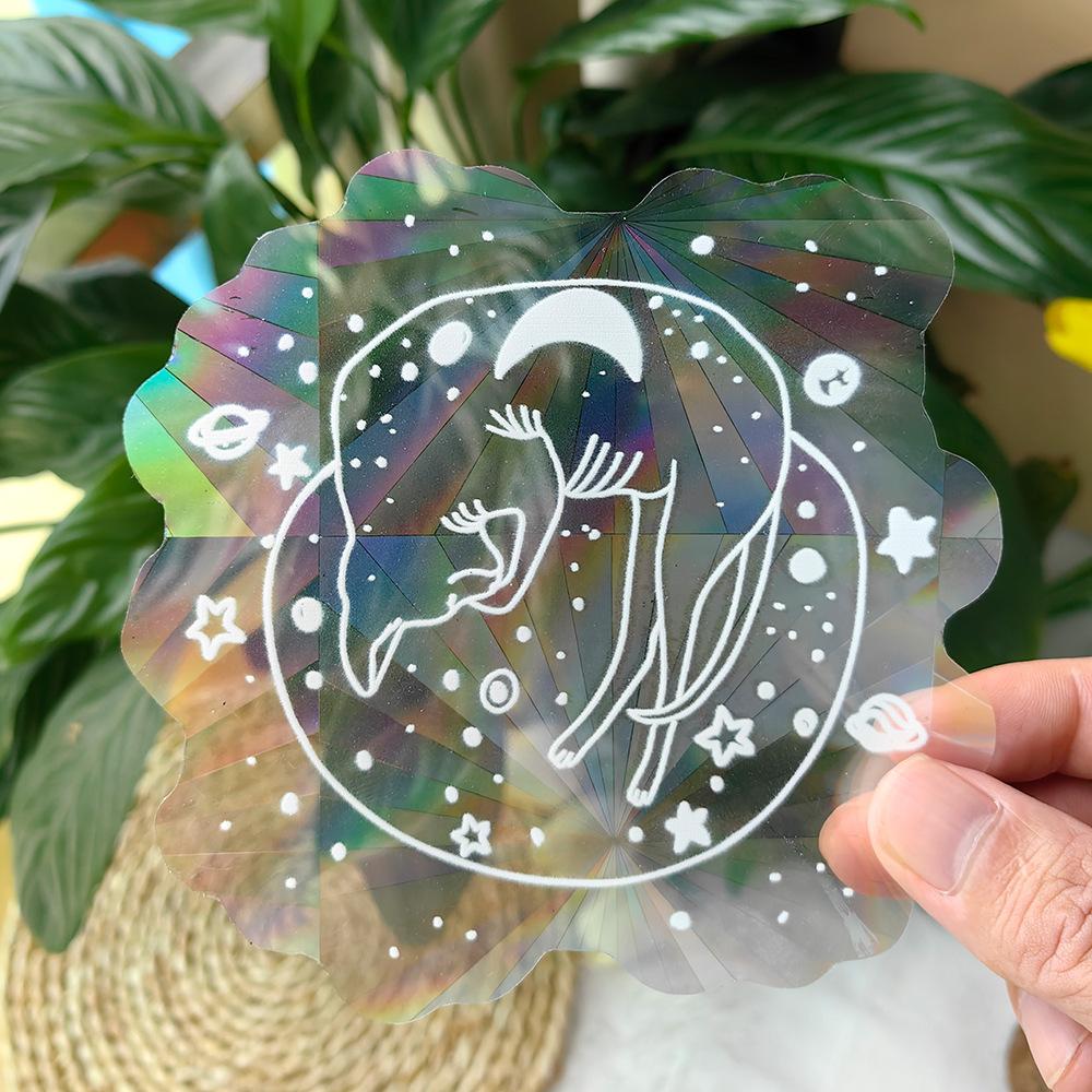 SC045-068 Window Decals for Bird Strikes Prismatic Sun Catcher PVC Rainbow Glass Stickers to Save Birds from Glass Collisions