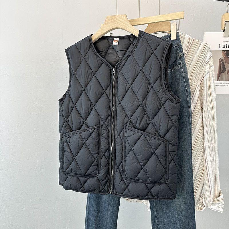 Large Size Autumn and Winter Down Cotton Vest Women's New Light and Enlarged Liner Vest Warm Backing Vest