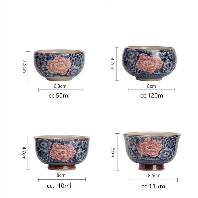 1 Pc Chinese Tradition Ru Kiln Ceramic Tea Cup Handmade Flowers Teacup Household Personal Tea Bowl Beauty Meditation Cup Teaware