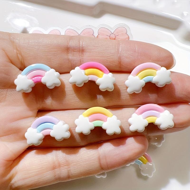 30 Stück Mini-Regenbogen-Wolken-Harz-Accessoires für DIY-Haarspangen, Schmuckherstellung, Schuhschnallen und Hut-Patches - kein Mosaik
