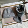 Love Heart Embroidery Knitted Hat Scarf Set Solid Color Neck Warmer Set  Ski