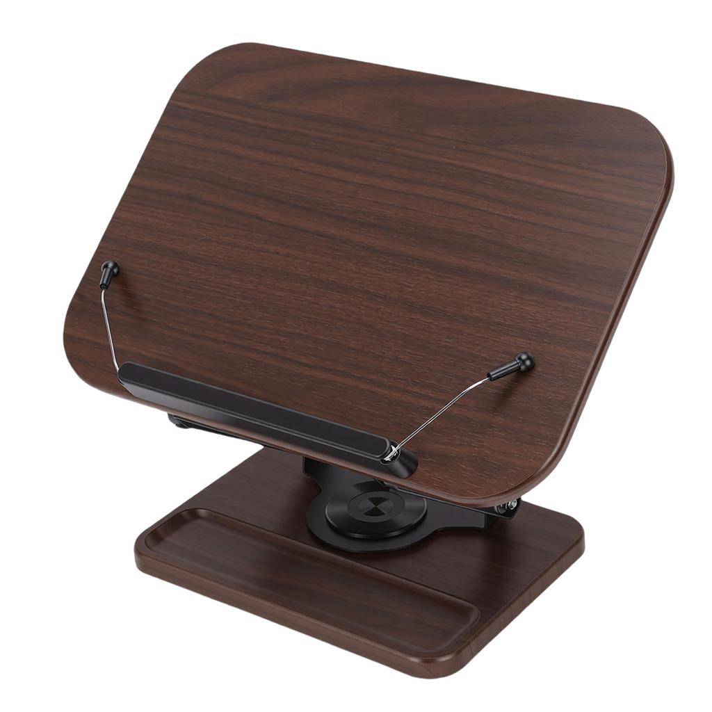 Multifunctional Book Stand Foldable Reading Display Holder with 360 Degree Rotating Base Pen Slot Elastic Page Clips