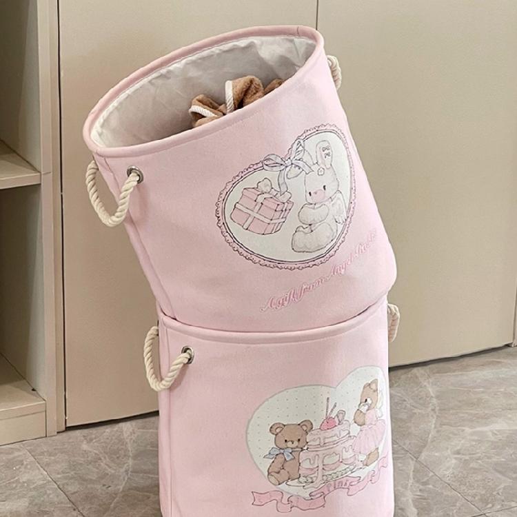 Laundry Hamper for Home Use Foldable Cotton Linen Basket With Lovely Designs for Organizing Dirty Clothes In Any Room