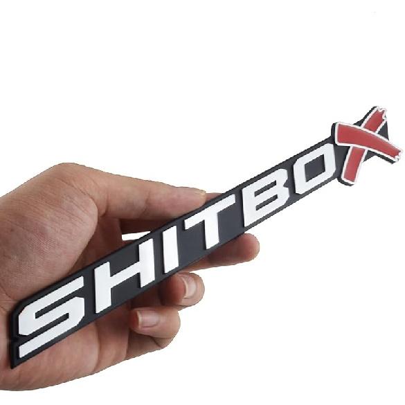 1Pcs SHITBOX Truck Exterior Emblems 3D Badge Sticker Decal Compatible with Universal Cars (Chrome Red) Chrome Red