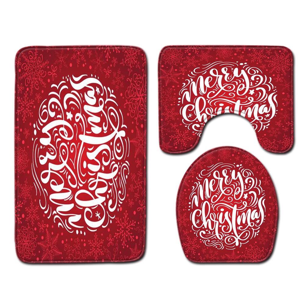 Christmas Bathroom Floor Mat Toilet Three-Piece Set