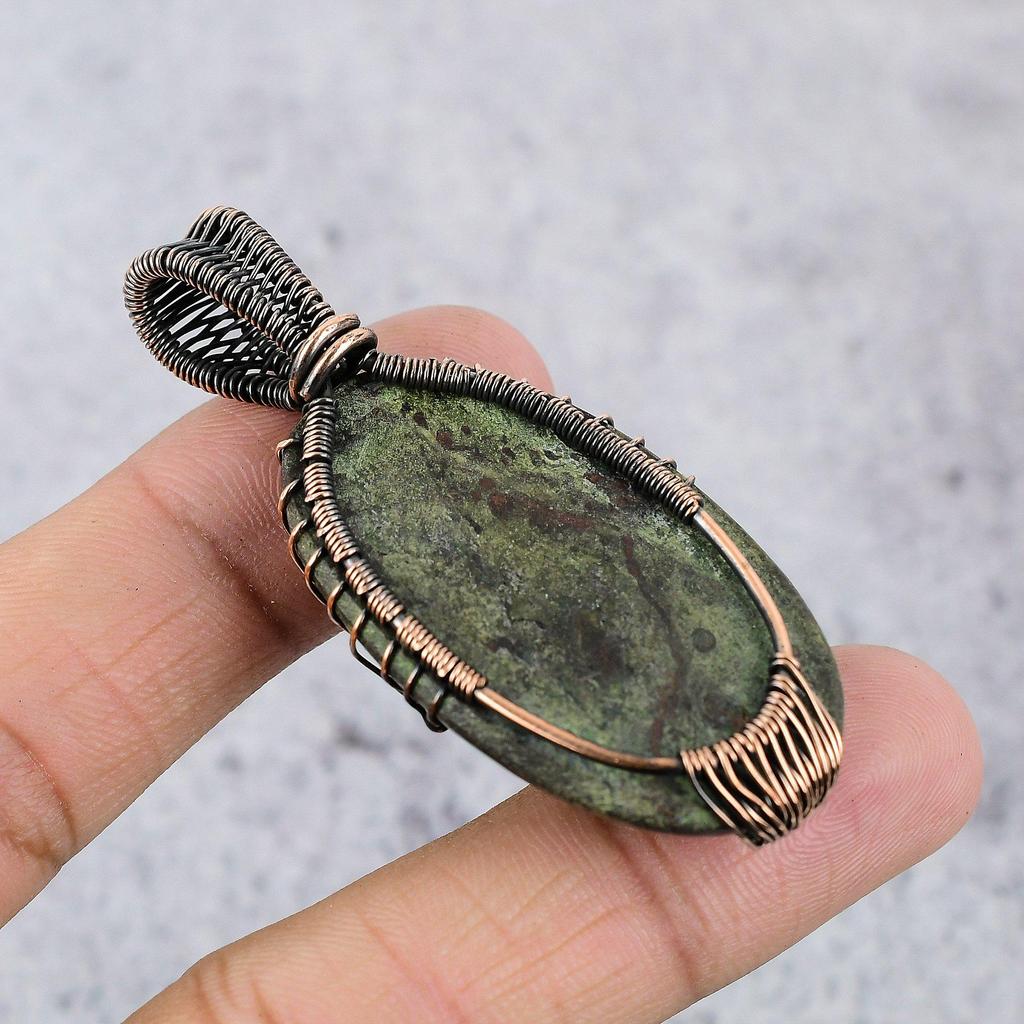 Tree Of Life Dragon Blood Stone Pendant, Handmade Gemstone 999 Copper Wire Wrap Pendant Antique Jewelry, For Gift Copper Jewelry