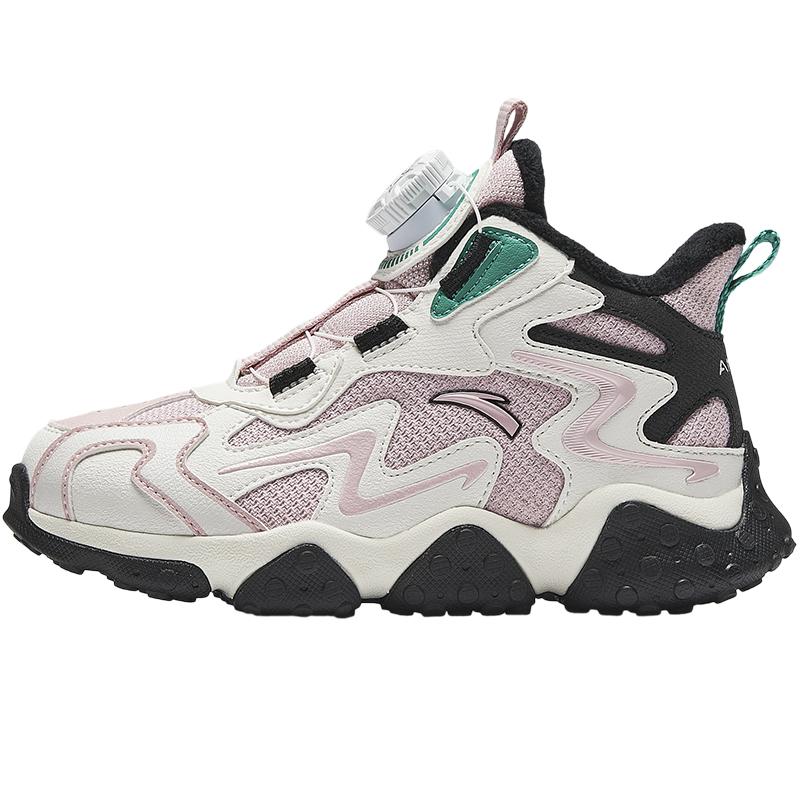 Anta Kids Trendy Fashion Thickened Warm Wear-Resistant Non-Slip Mid-Top Casual Shoes Kids Casual Shoes Pink White Black A22449941-2
