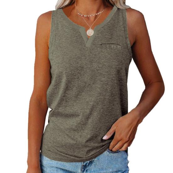 Damen-Oberteile, ärmellos, V-Ausschnitt, breite Träger, einfarbig, Spleißdesign, atmungsaktiv, Tanktops für den Alltag