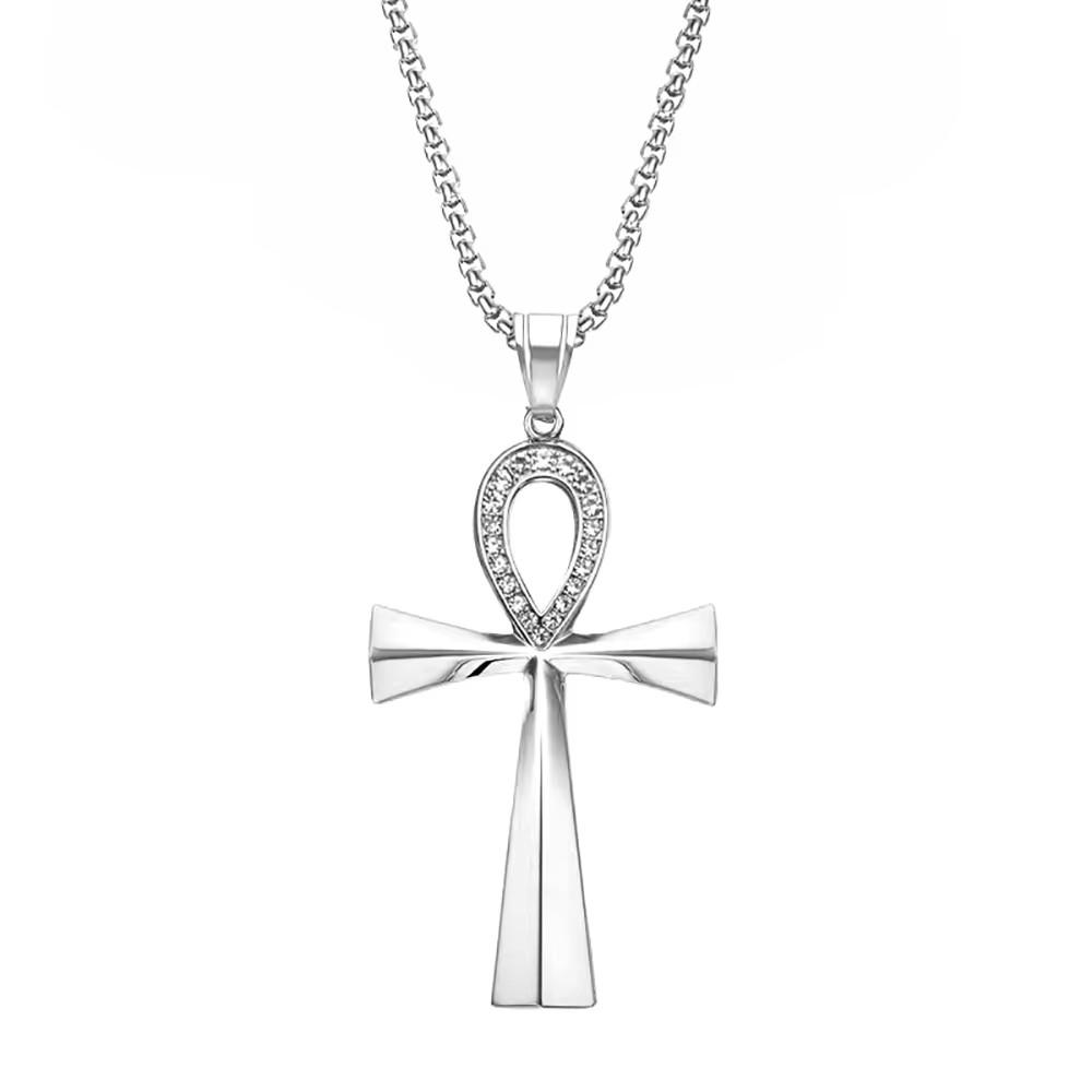 Ancient Egypt Ankh Cross Charm Pendant Gold Silver Color Stainless Steel Amulet Necklaces For Women Men Egyptian Jewelry Gifts