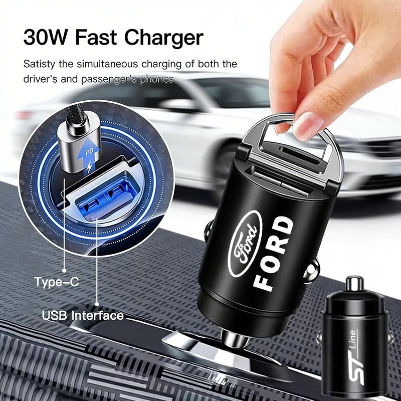 Car Fast Charger USB Type-C Ports Power Adapter Accessories For Ford ST Line Focus Mustang Fiesta Puma Ranger Kuga MK7 MAX F150