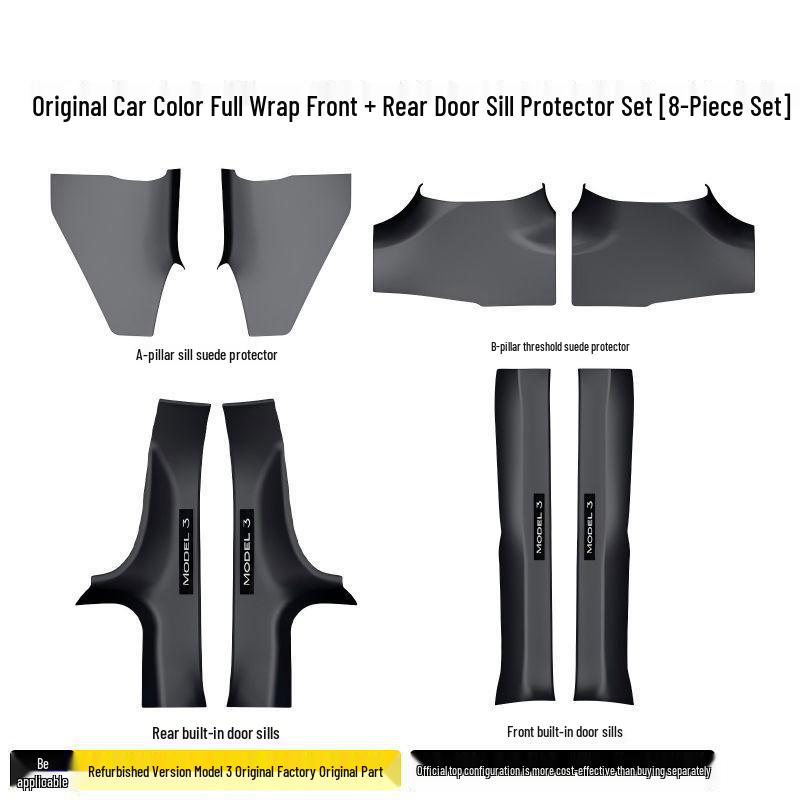 Tesla Model 3 Door Sill Strips - Laser Engraved Carbon Fiber Welcome Pedal Protectors