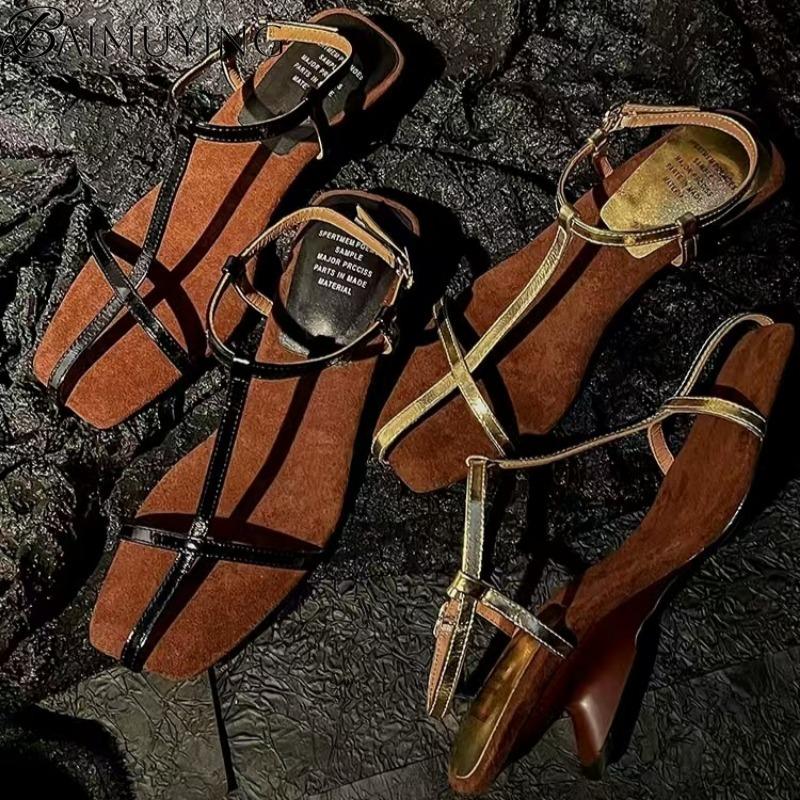 Fashion Sexy Women Heeled Sandals Square Toe High Heels Shoes Woman Slingback 2025 Trend Summer Elegant Pumps Dress Shallow Sandalias