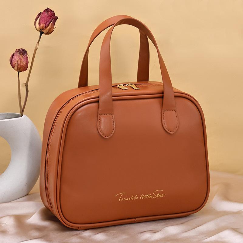 High Appearance  Large Capacity Pu Double Zipper Portable Makeup Bag Retro Travel Home Waterproof And Anti Fouling