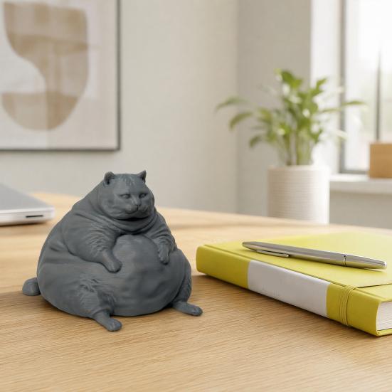 Adorno de Gato Duradero Figurina Gordita Impresa en 3D, Estatua Moderna Sentada para Modelo Decorativo Decoración de Escritorio, Adorno Coleccionable con Forma de Animal, Regalo para Amantes