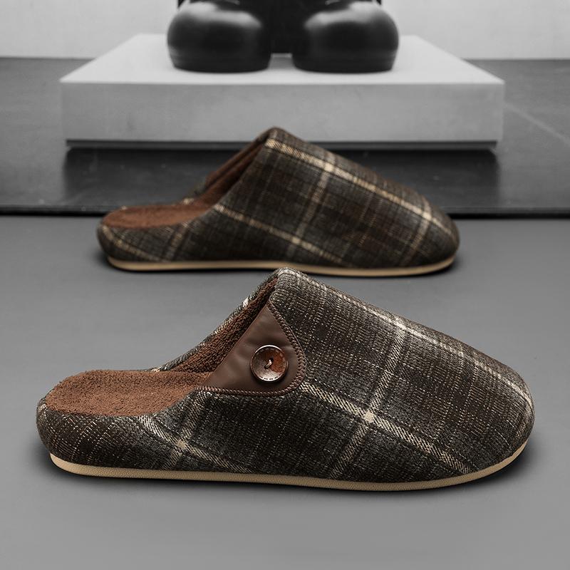 Men Warm Winter Cotton Shoes Women Warm Fur Home Slippers EVA Non-Slip Plush Slippers Indoor Couple Thick Sole Footwear Slides