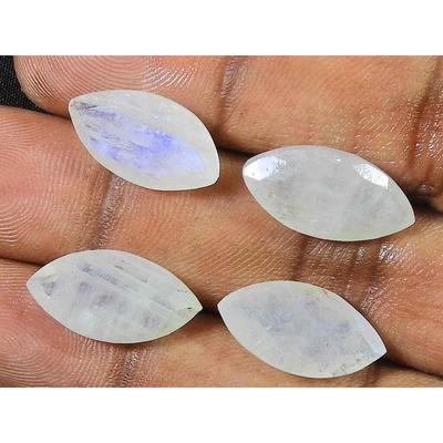 9X18MM Natural Rainbow Moonstone Marquise Faceted Loose Gemstone 4 Pcs Lot RML-979