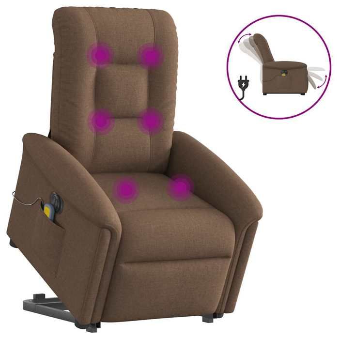 VidaXL Fauteuil inclinable de massage électrique Marron Tissu, fauteuil de massage électrique, fauteuil de massage, chaise 3303288