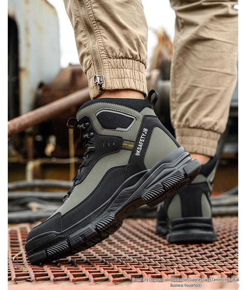 Top-Selling High-Top Microfiber Leather Safety Boots - Outdoor Mountaineering Steel Toe, Anti-Smash, Anti-Puncture, Wear-Resistant.