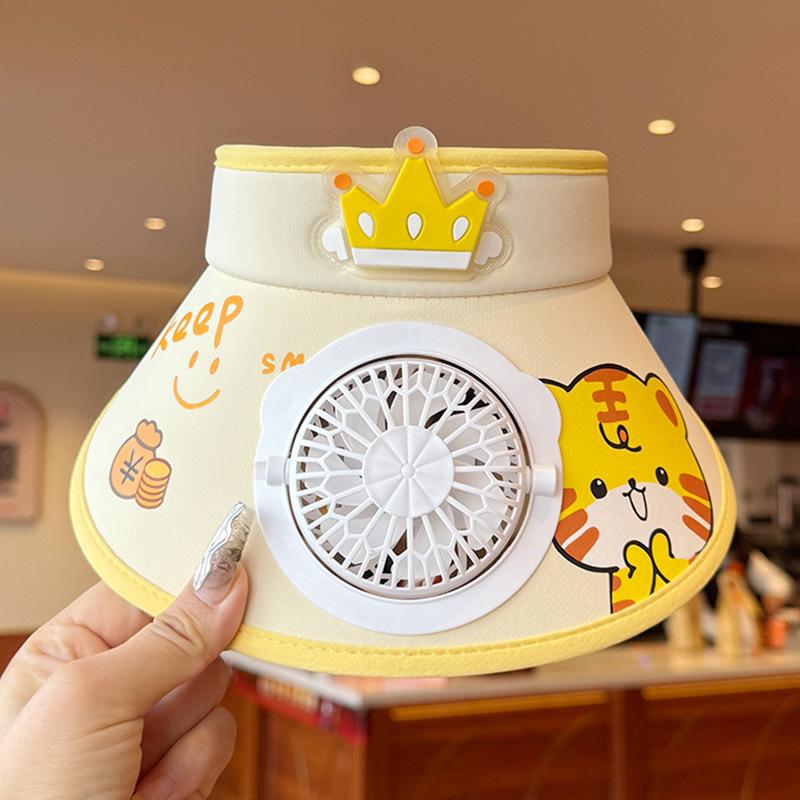 Sonnenhut mit Ventilator Kinder Sonnenschutzhut Jungen und Mädchen Sommer UV Zylinder Baby Sonnenhut