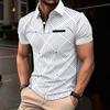 Summer Polo Shirt with Color Blocked Buttons for Men's Casual and Fashionable Sports Polo Shirt