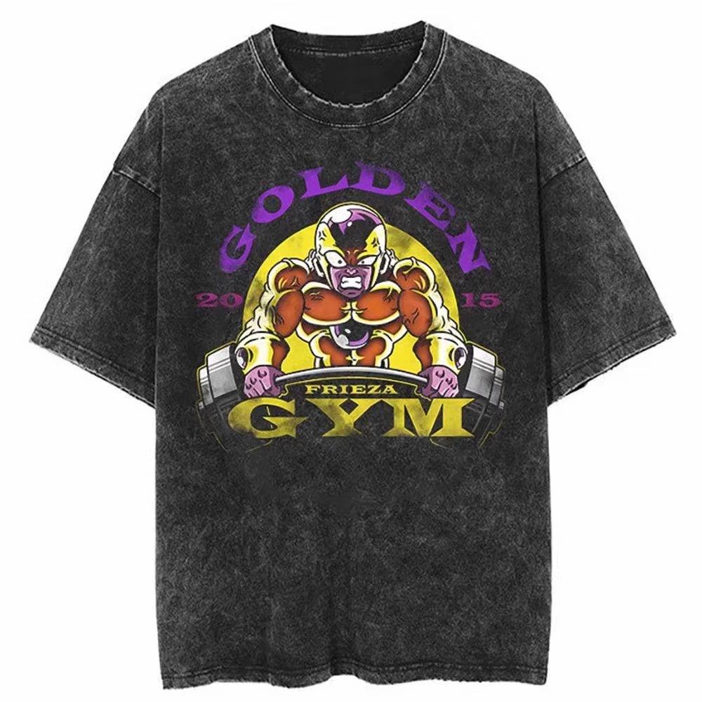 Anime Dragon Ball Goku Printed Tshirt Mens and Womens Washed Tshirt High Quality Vintage Cotton Tshirt Harajuku YK Tops