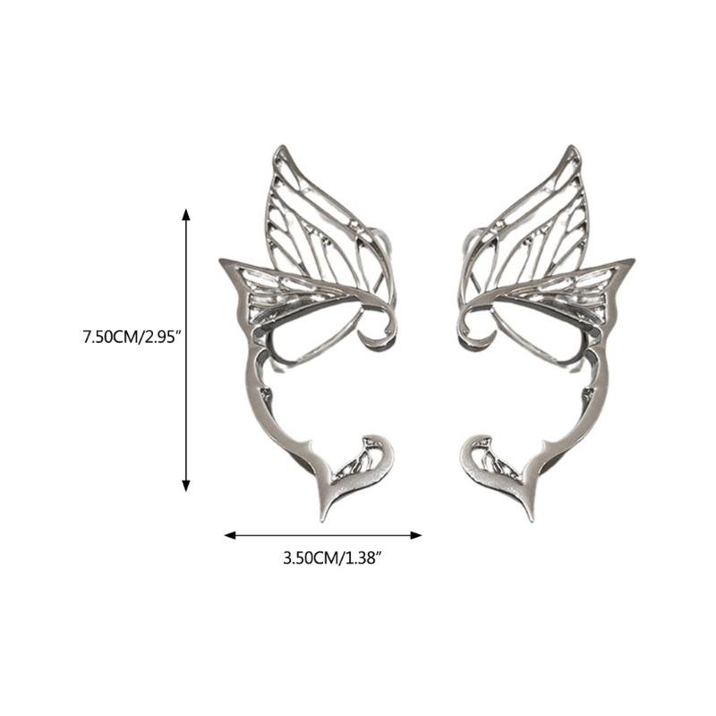 Butterfly Fairy Ear-Clips Wrap Around Elf Ear Cuffs Halloween-Cosplay Earrings
