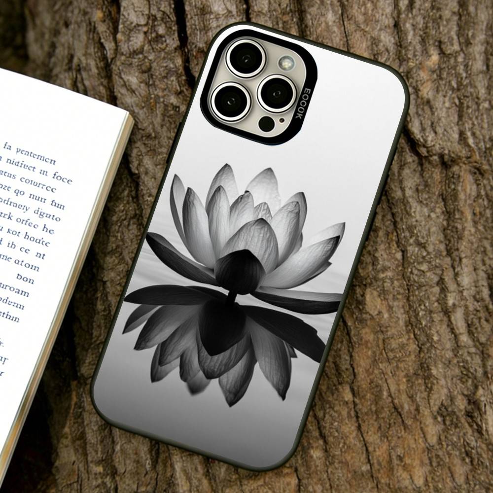 Dark flower Phone Case For iPhone 17,16,15,14,13,12,11 Plus,Pro Max,XS,Colored Silver Plated Inside Cover