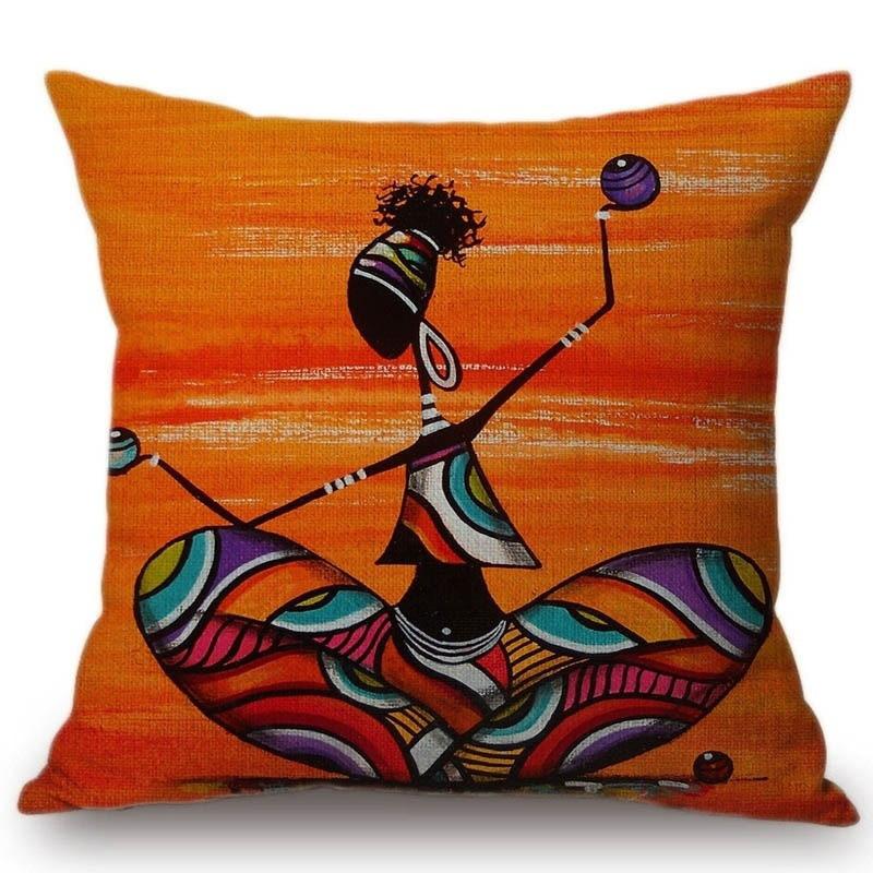 African Women'S Artistic Patterns Throw Pillow Cover With Short Plush Print For Living Room Sofa Decoration Cushion Cover
