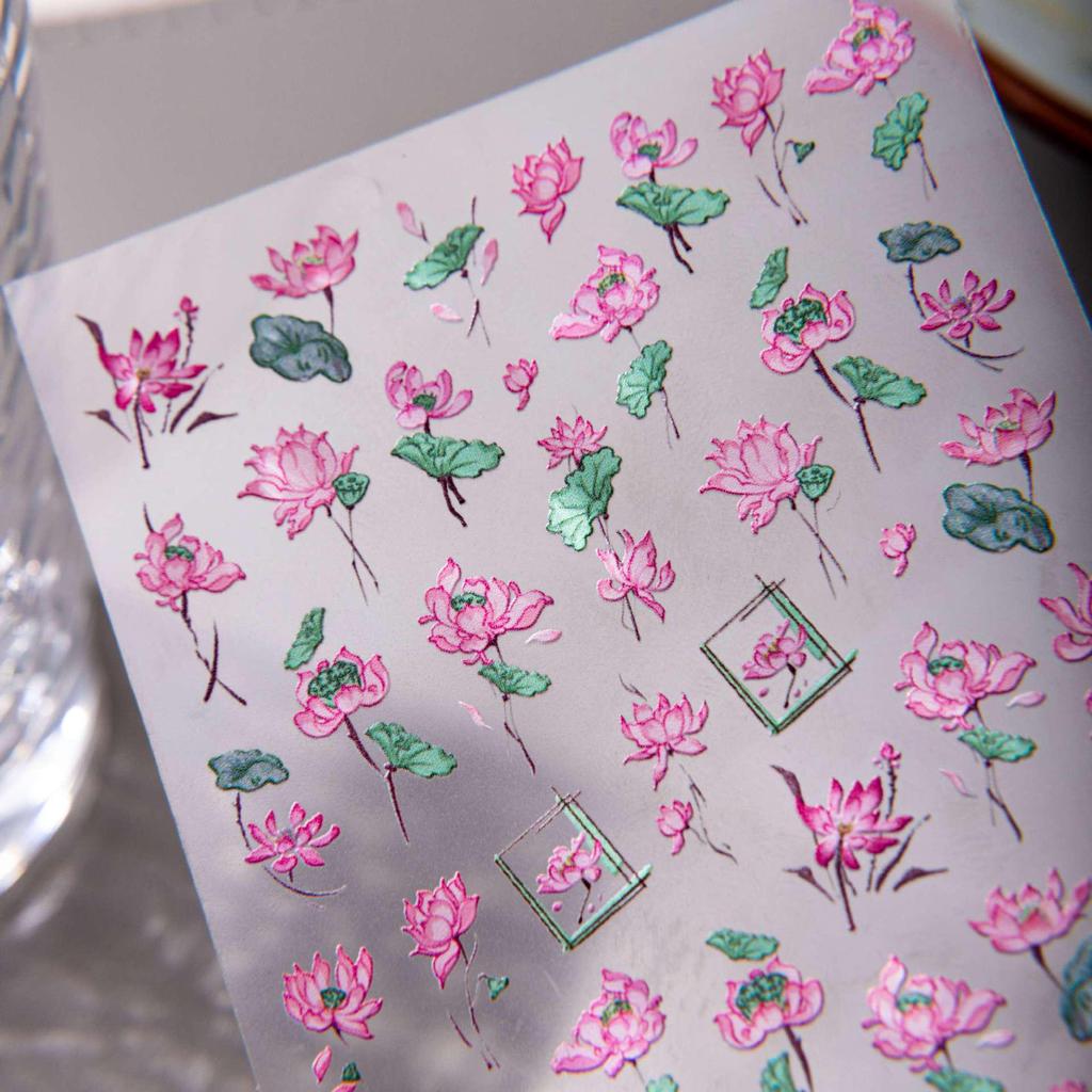 Cyansea 3D Lotus Water Lily Adhesive Nail Art Stickers