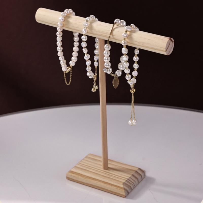 Handmade Jewelry Organiser for Bracelets and Bangles Elegant Necklace and Hair Band Display Stand with Wooden Base