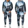 Tuta colorata con stampa 3D lupo Cool Hip Hop Streetwear Felpa con cappuccio con cerniera Tuta Uomo Donna Felpa con cappuccio casual Pantaloni da jogging